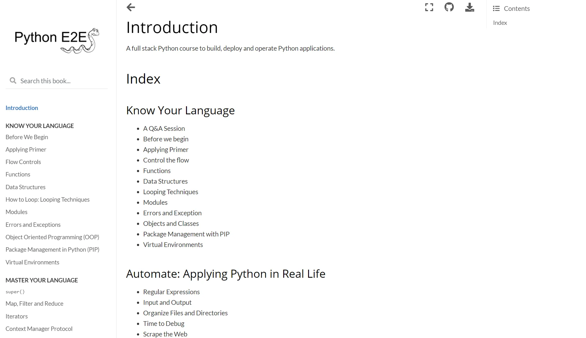 Screenshot of Python Book
